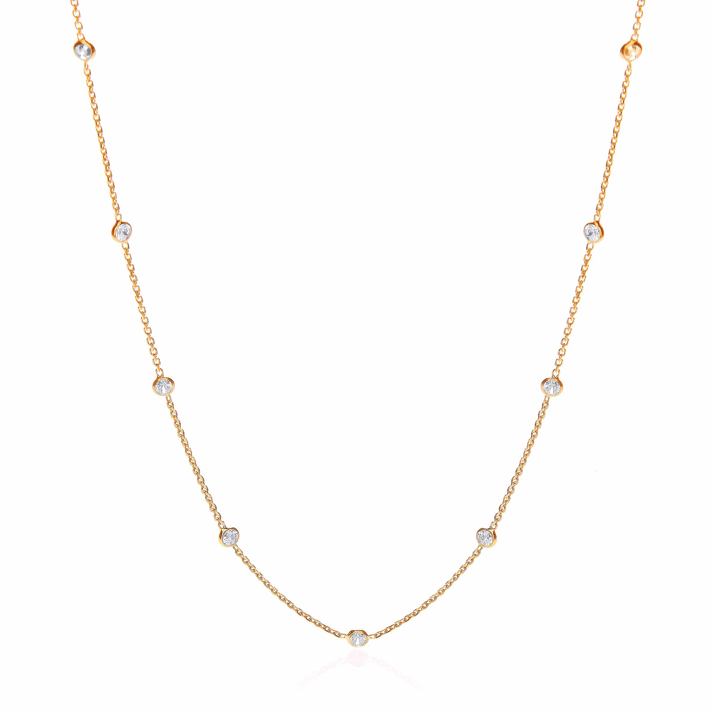 Gold Coated Rubover 11 Czs Necklace 18 Inch