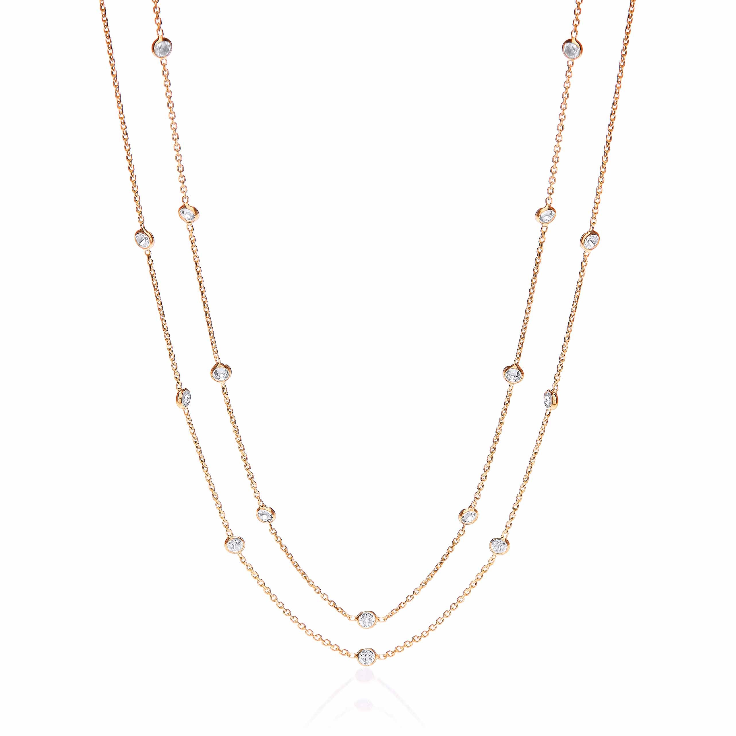Gold Coated Rubover 23 Czs Necklace 38 Inch