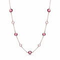 Purple Pink Stones Silver Rose Coated Necklace
