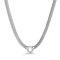 Mesh Necklace with Circle Czs 17 Inch