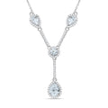 Silver Teardrop and Round Czs Necklace 18 Inch