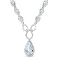 Silver Pear Shaped Drop Set Clear Czs Necklace 18 Inch