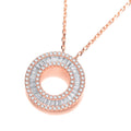 Rose Coated Silver Circle of Life Baguettes and Round Cz 17 Inch Necklace