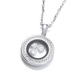 Circle of Life with Floating CZs Silver Pendant 18 Inch Necklace