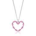 Pink Heart Silver Drop Necklace