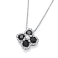 Black Four Leaf Clover Cz Silver Necklace
