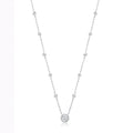 Silver 10 Rubover CZs with Halo CZ Pendant Necklace
