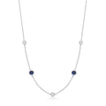 Silver Rh Plated Rubover 5 Blue and Clear Czs Necklace