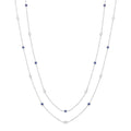 38 Inch Silver Rubover Blue and Clear Czs Necklace