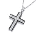 Micro Pave Black and Clear CZ Cross with Chain