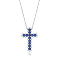 Blue and Clear CZ Cross with Chain