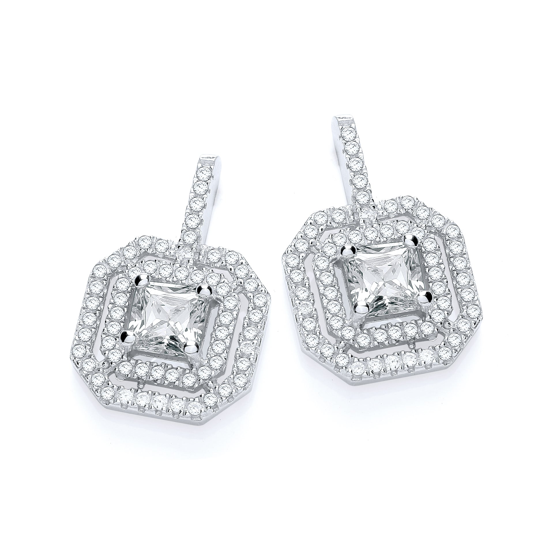 Micro Pave Fancy Square Drop Earring