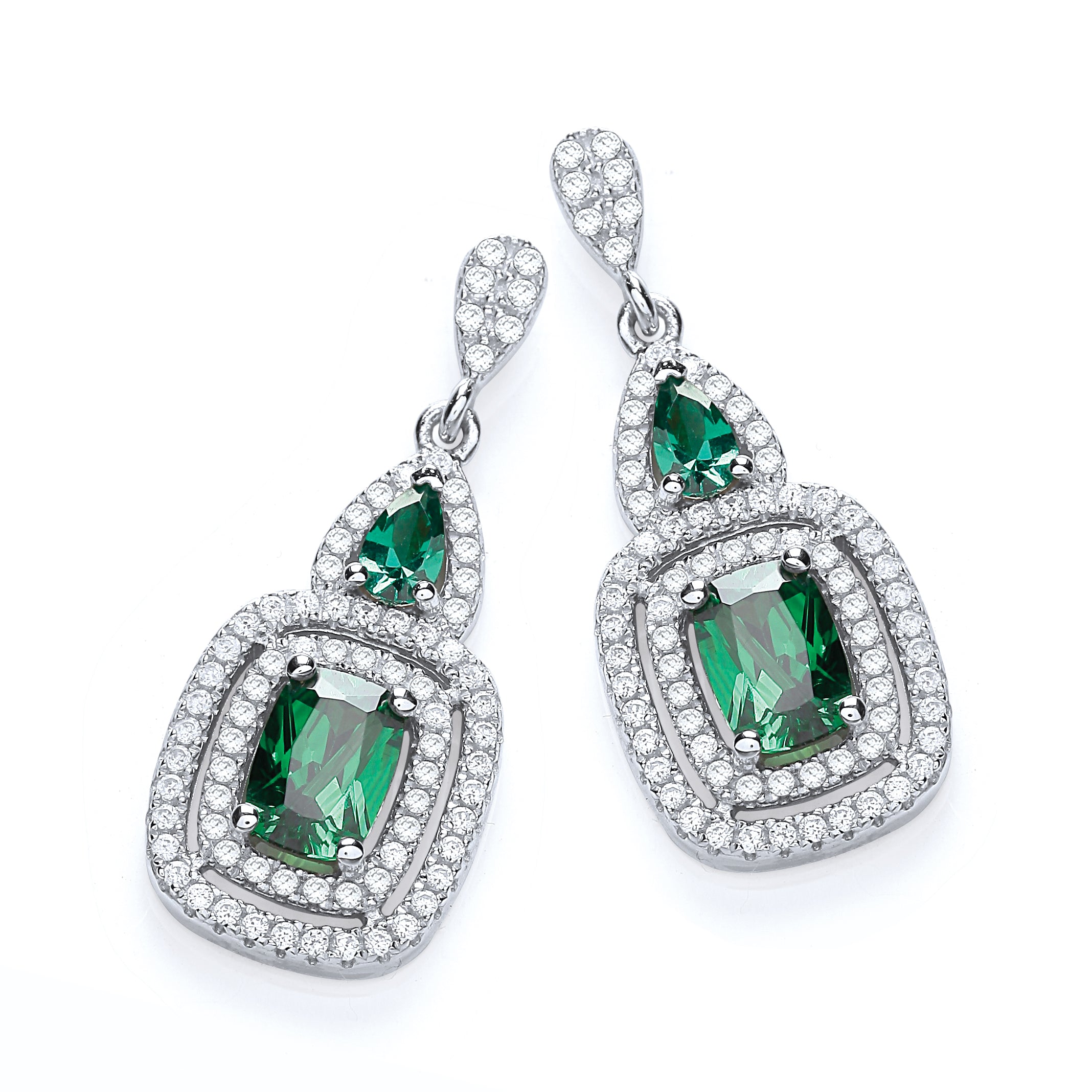 Micro Pave Fancy Drop with Green Czs
