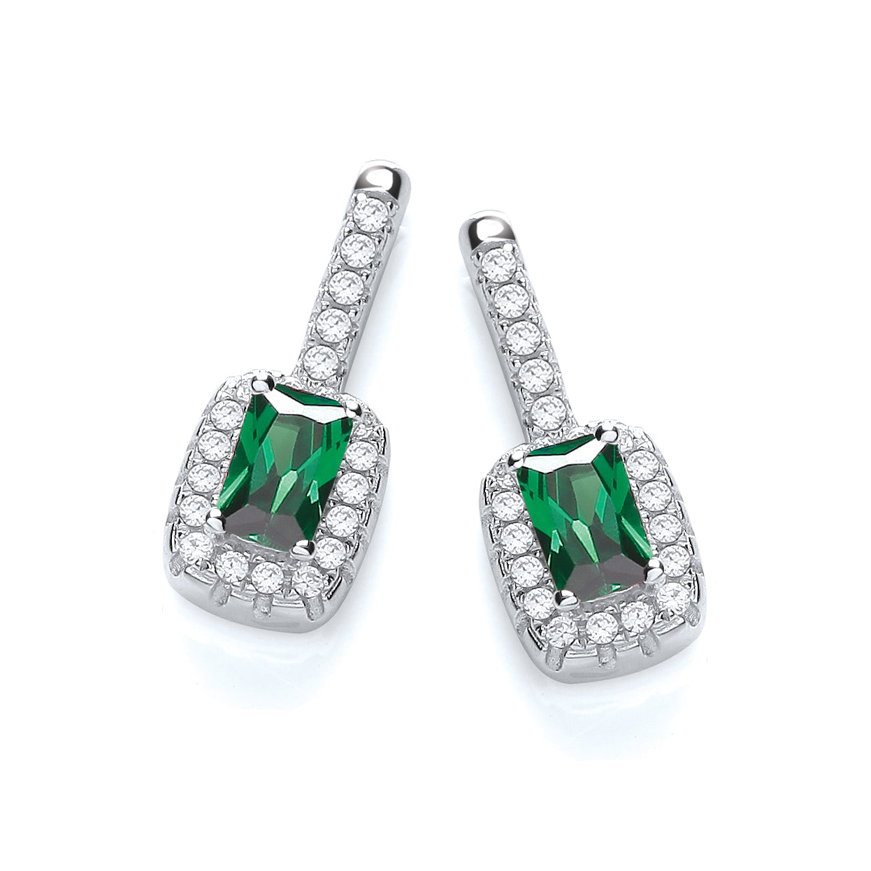 Micro Pave Fancy Drop Earring with Small Green Cz