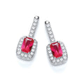 Micro Pave Fancy Drop Earring with Small Red Cz