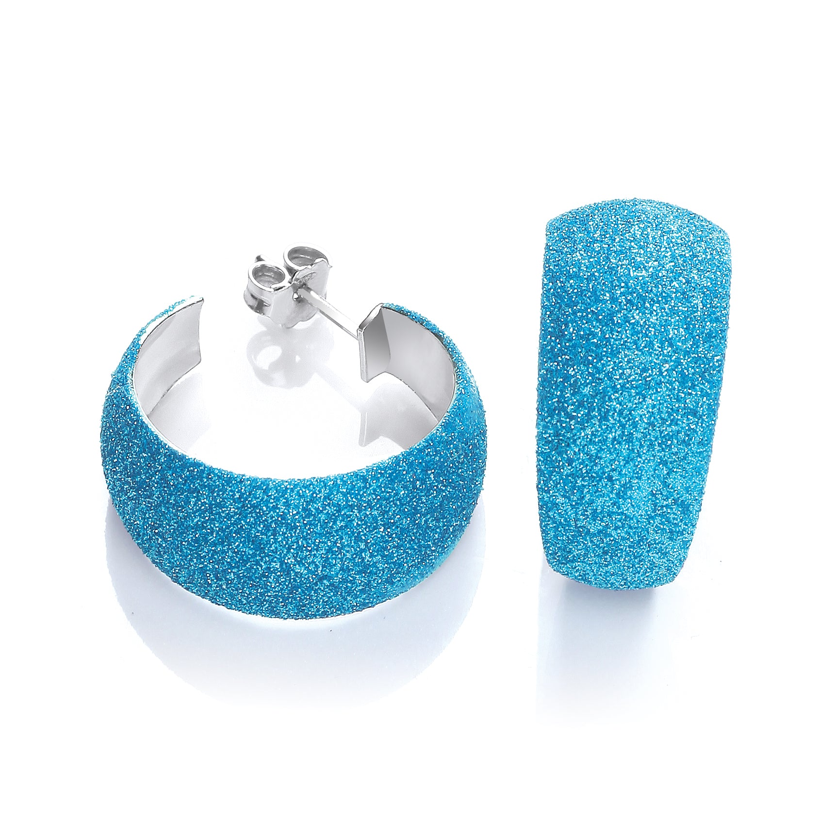 Moondust Finish Blue Colour Rh Plated Earrings
