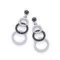 Micro Pave Black and White CZ Drop Earrings