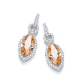 Micro Pave Champagne and White CZ Drop Earrings