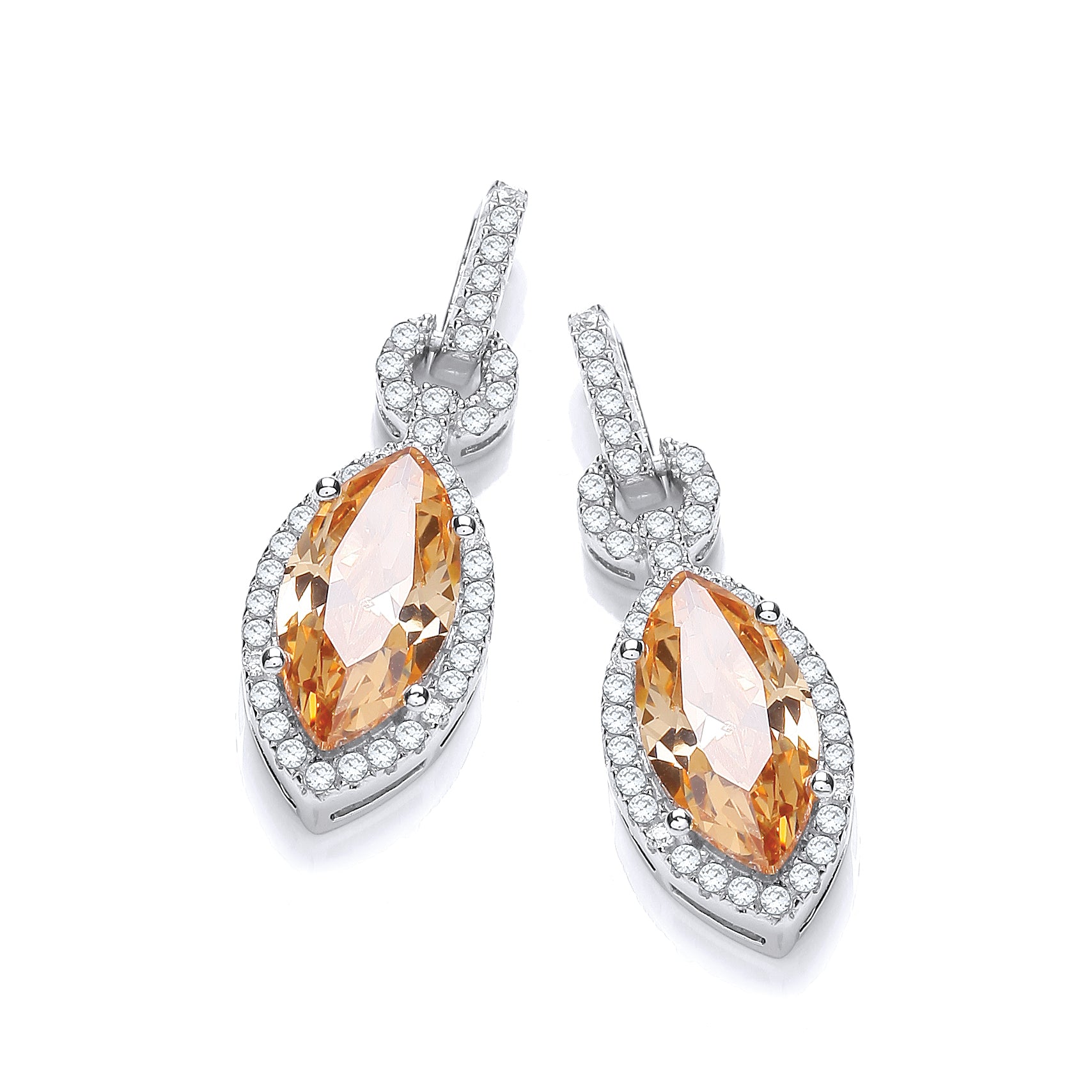 Micro Pave Champagne and White CZ Drop Earrings