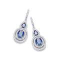 Micro Pave Sapphire and White CZ Drop Earrings