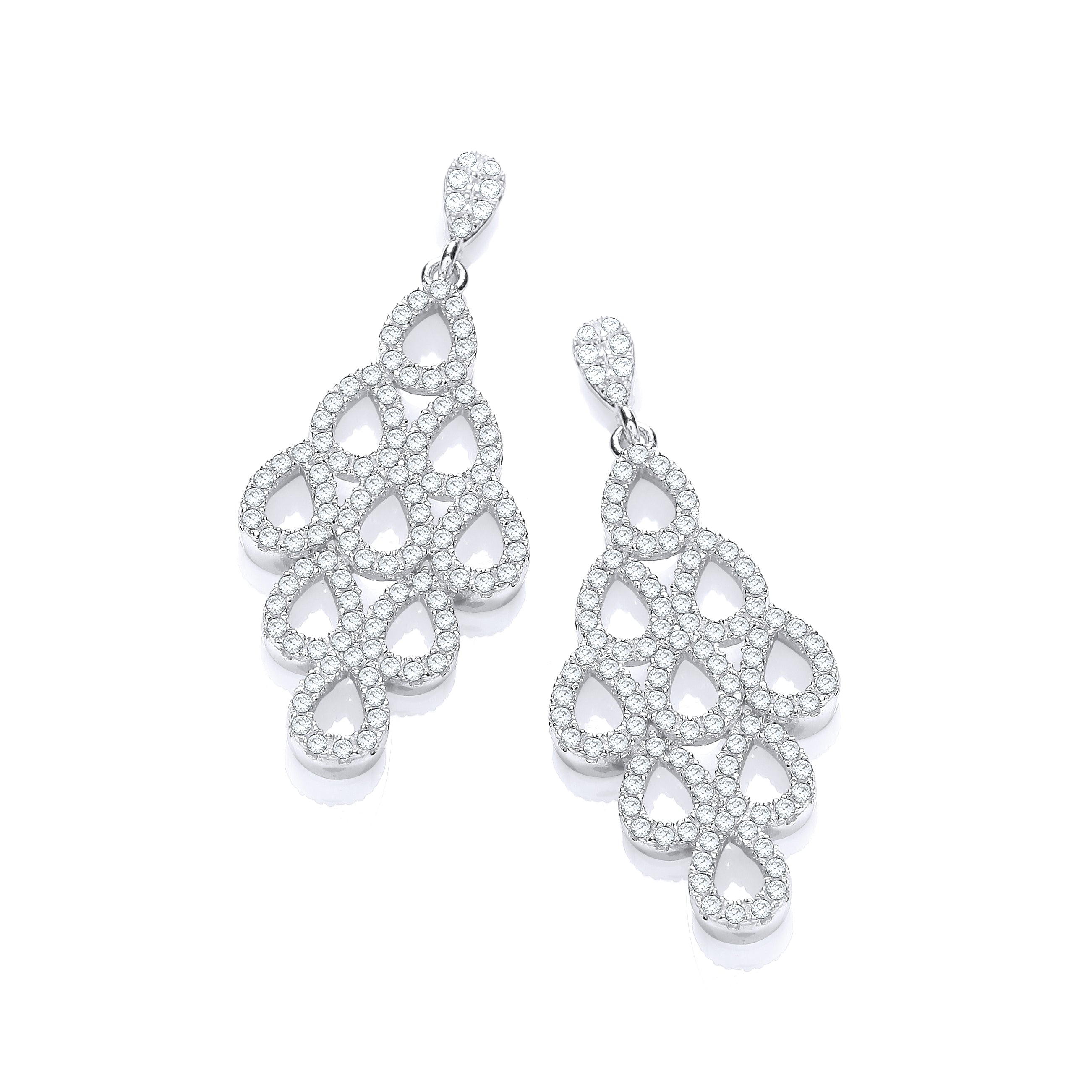 Micro Pave White CZ Drop Earrings