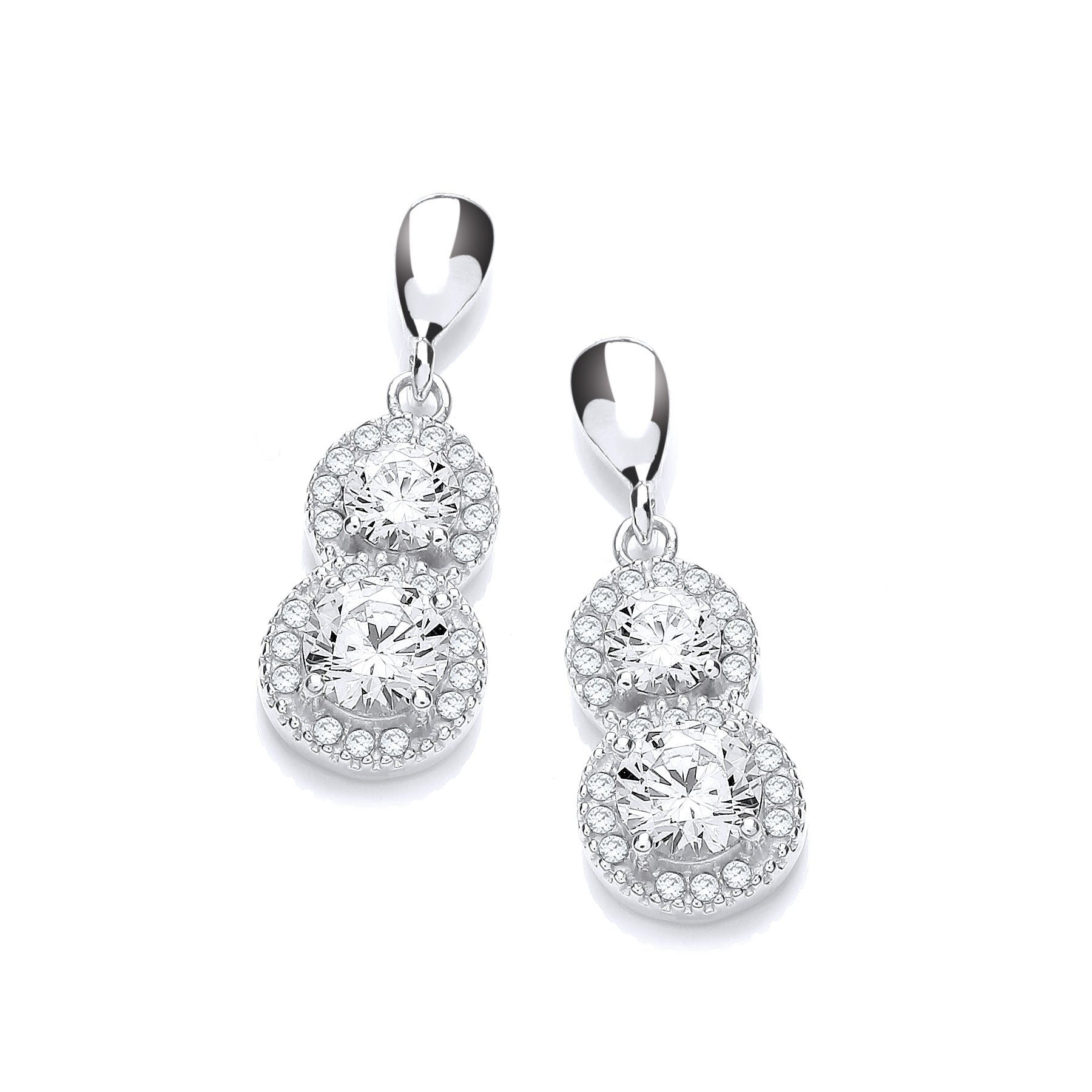 Micro Pave White CZ Drop Earrings