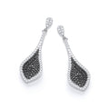 Micro Pave Black and Clear Cz Drop Earrings