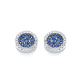 Micro Pave Round Blue Cz Stud Earrings