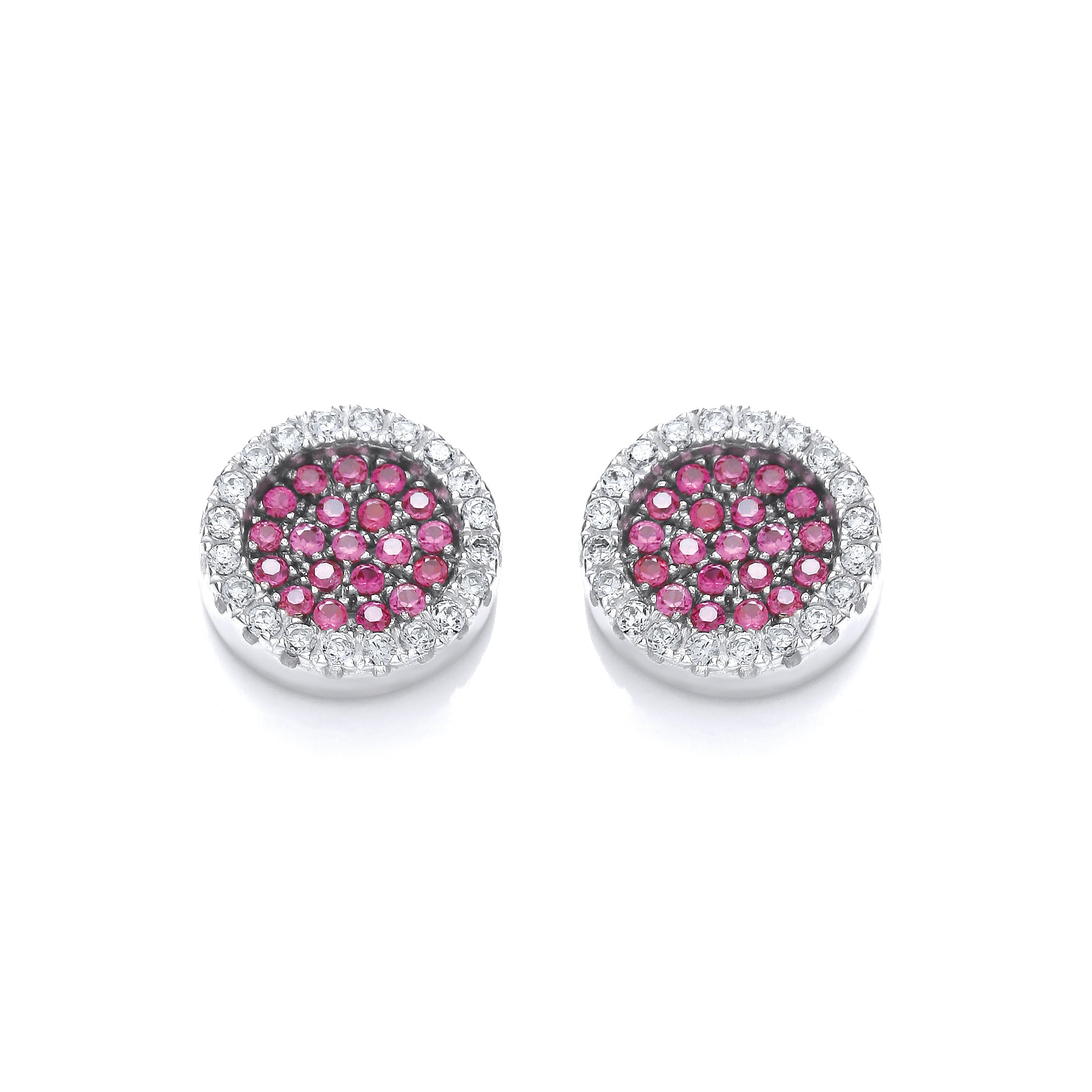 Micro Pave Round Pink Cz Stud Earrings