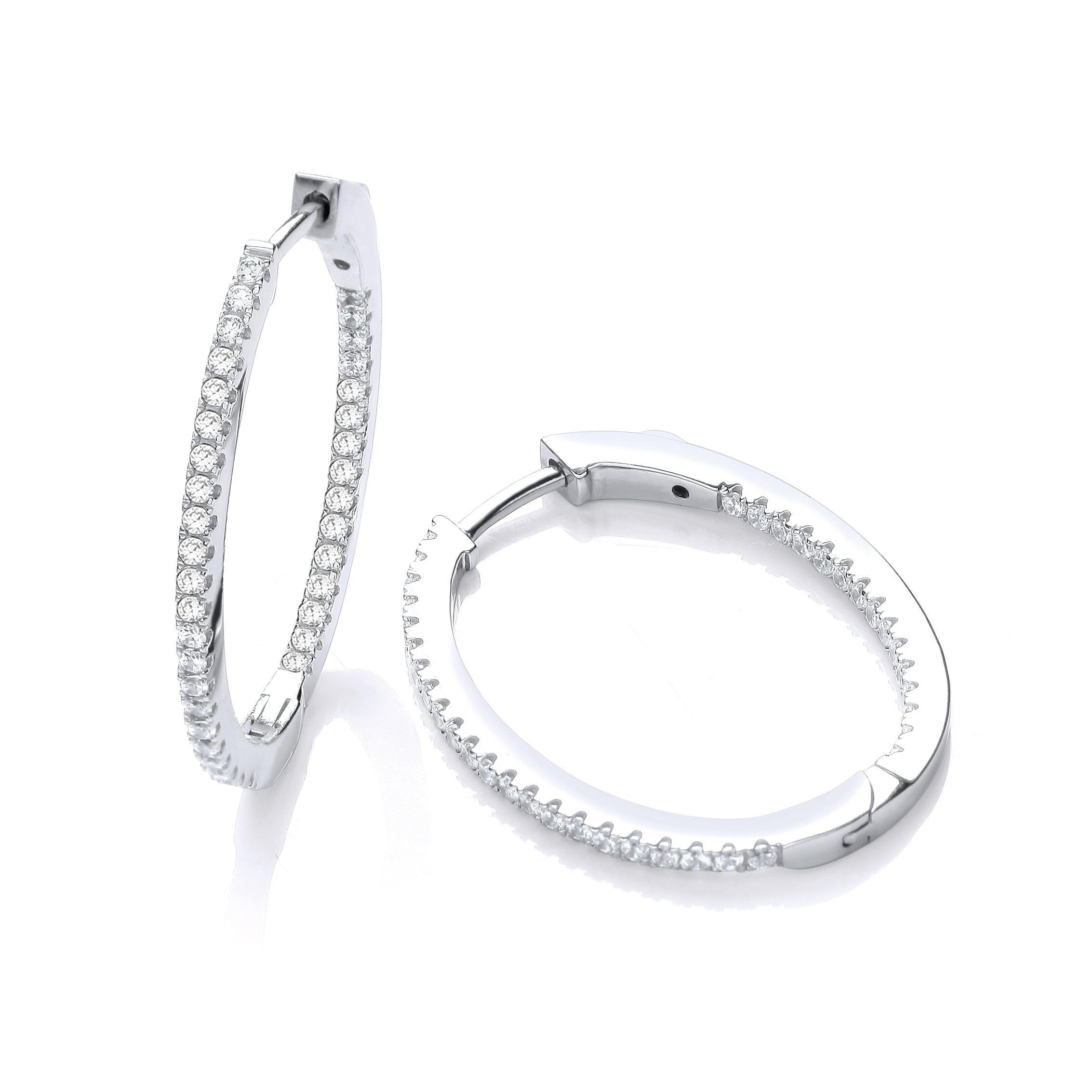 Micro Pave Oval Hoop Cz Earrings