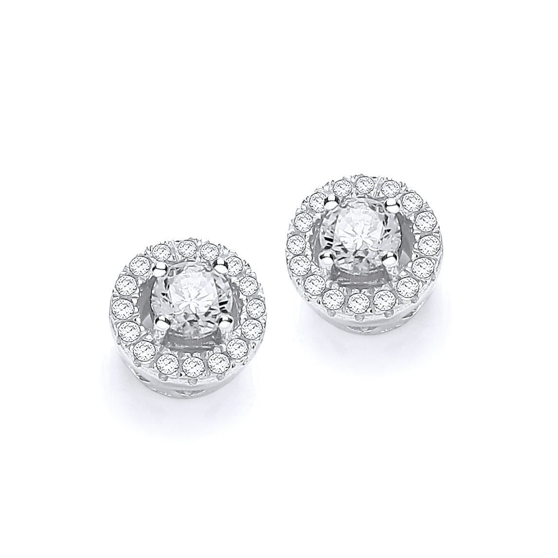 Micro Pave Halo Style Cz Earrings