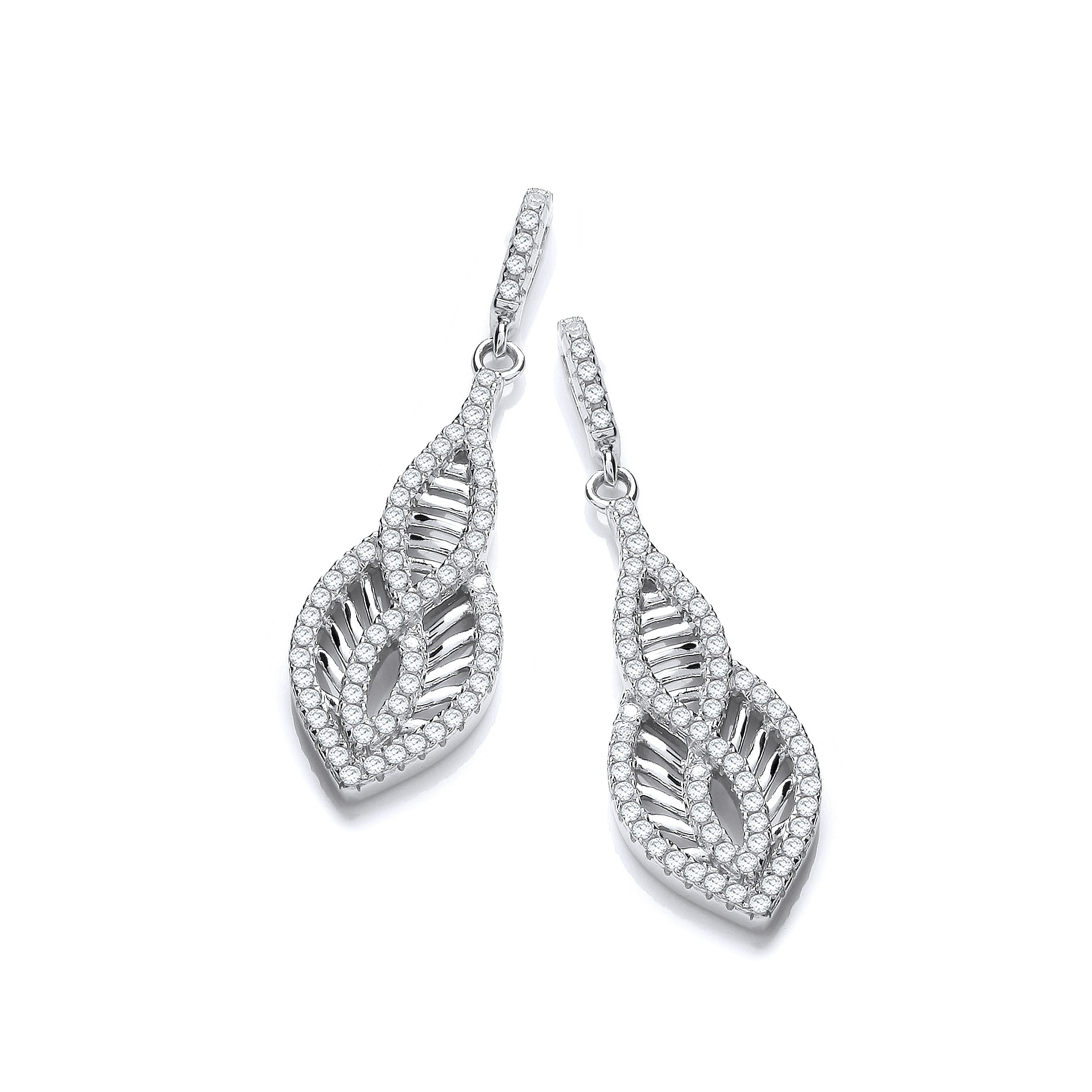Micro Pave Cz Encrusted Teardrop Shaped Earrings