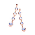 Blue Stones Rose Plated Drop Earrings