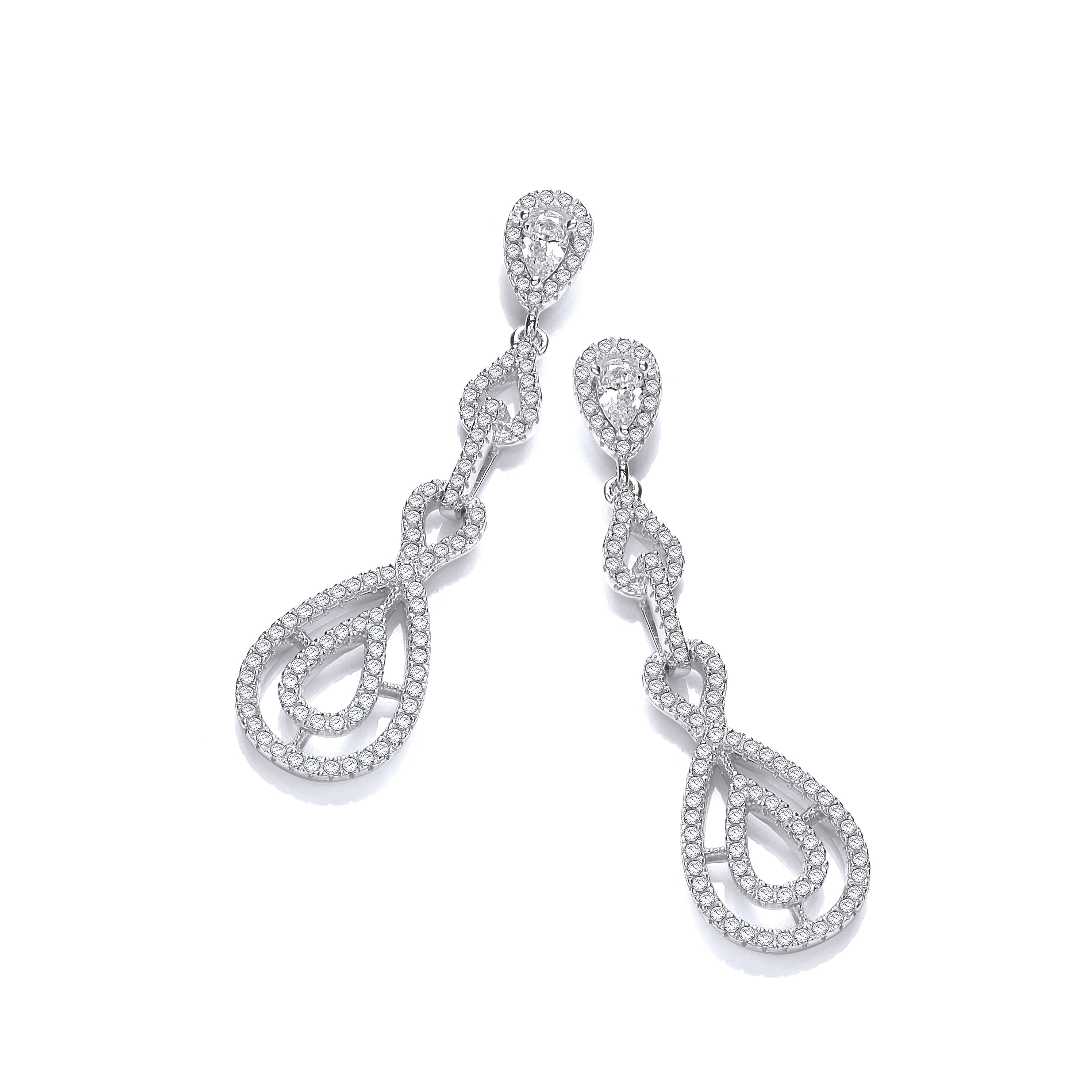 Micro Pave Cz Fancy Drop Earrings