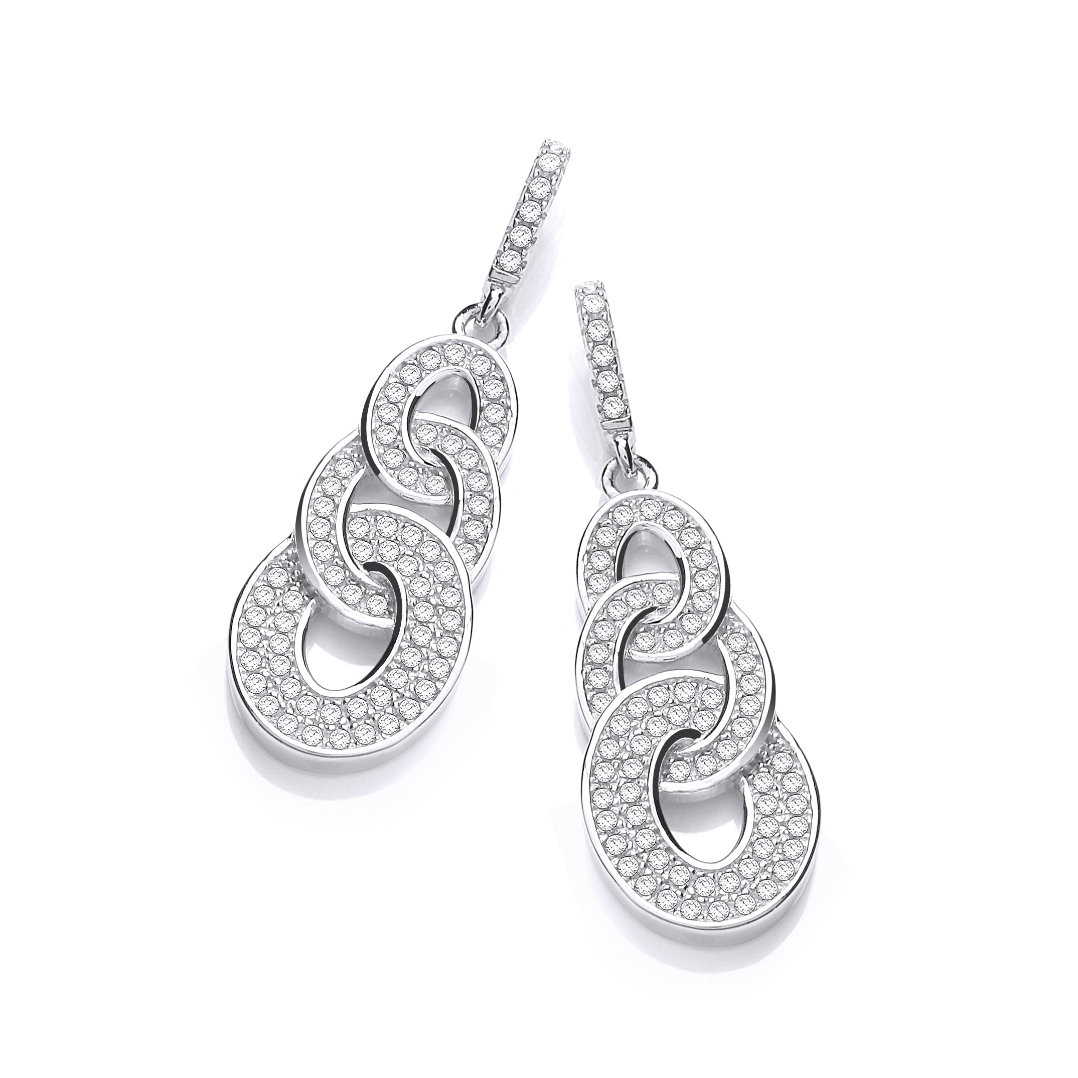 Micro Pave Oval Intertwined Cz Drop Earrings