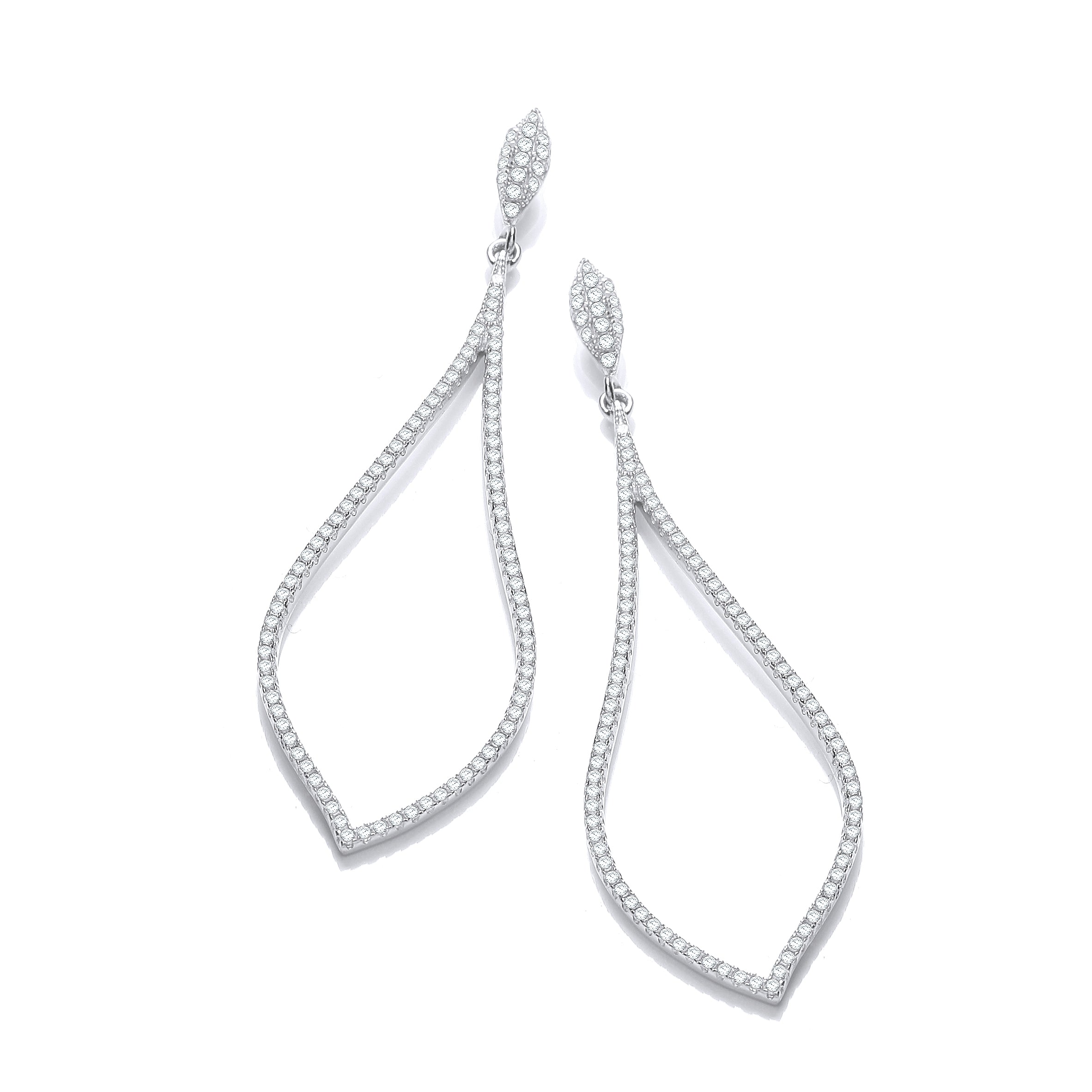 Micro Pave Long Teardrop Cz Earrings