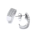 Micro Pave Multi Row Cz Silver Earrings