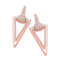 Rose Gold Coated Silver Triangle Drop Cz Earrings