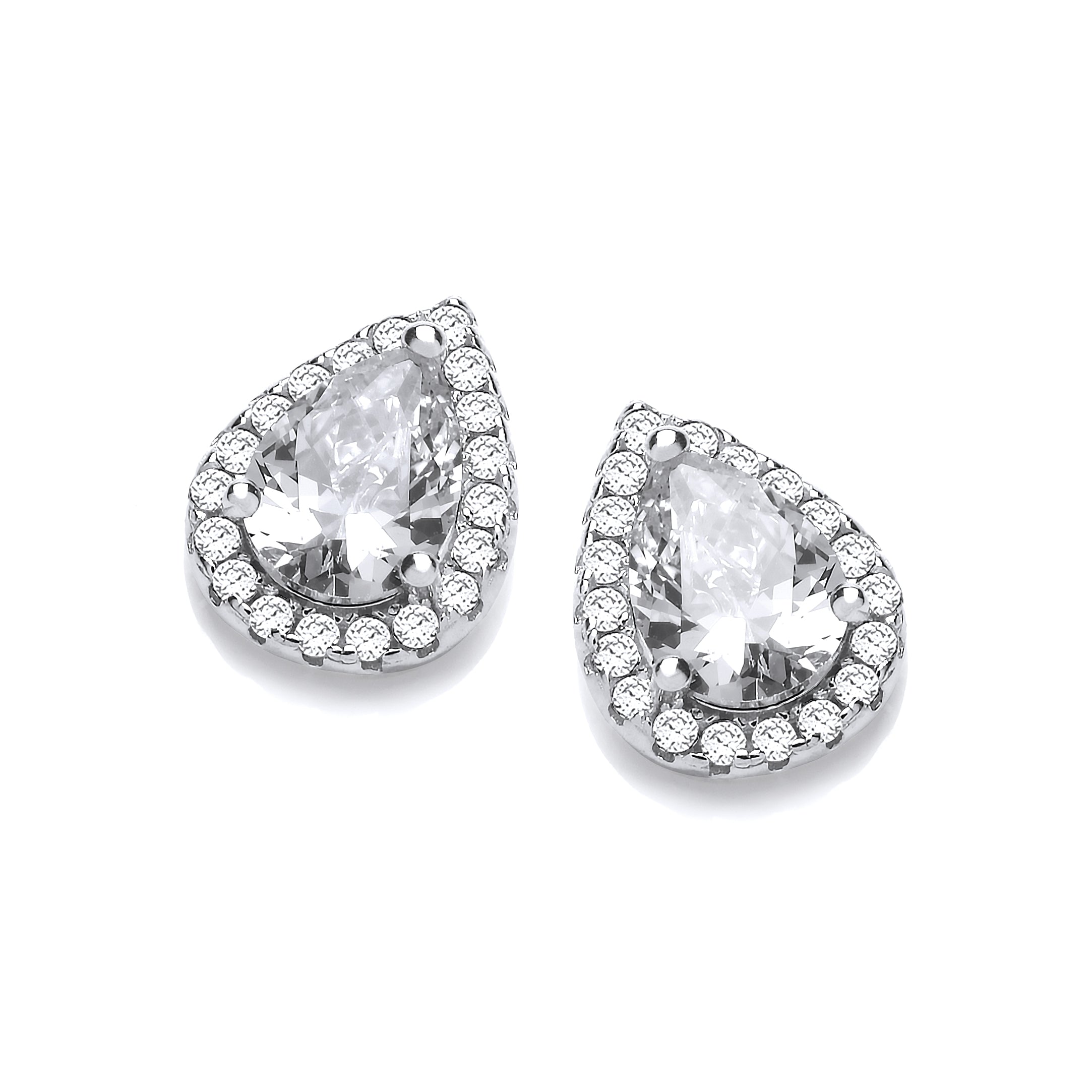Teardrop Clear Cz Stud Earrings