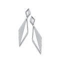 Long Triangle Pave Cz Drop Silver Earrings