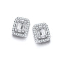 Emerald Look Created by CZ Baguettes Silver Stud Earrings