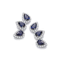 Teardrop Blue CZ Climber Stud Earrings