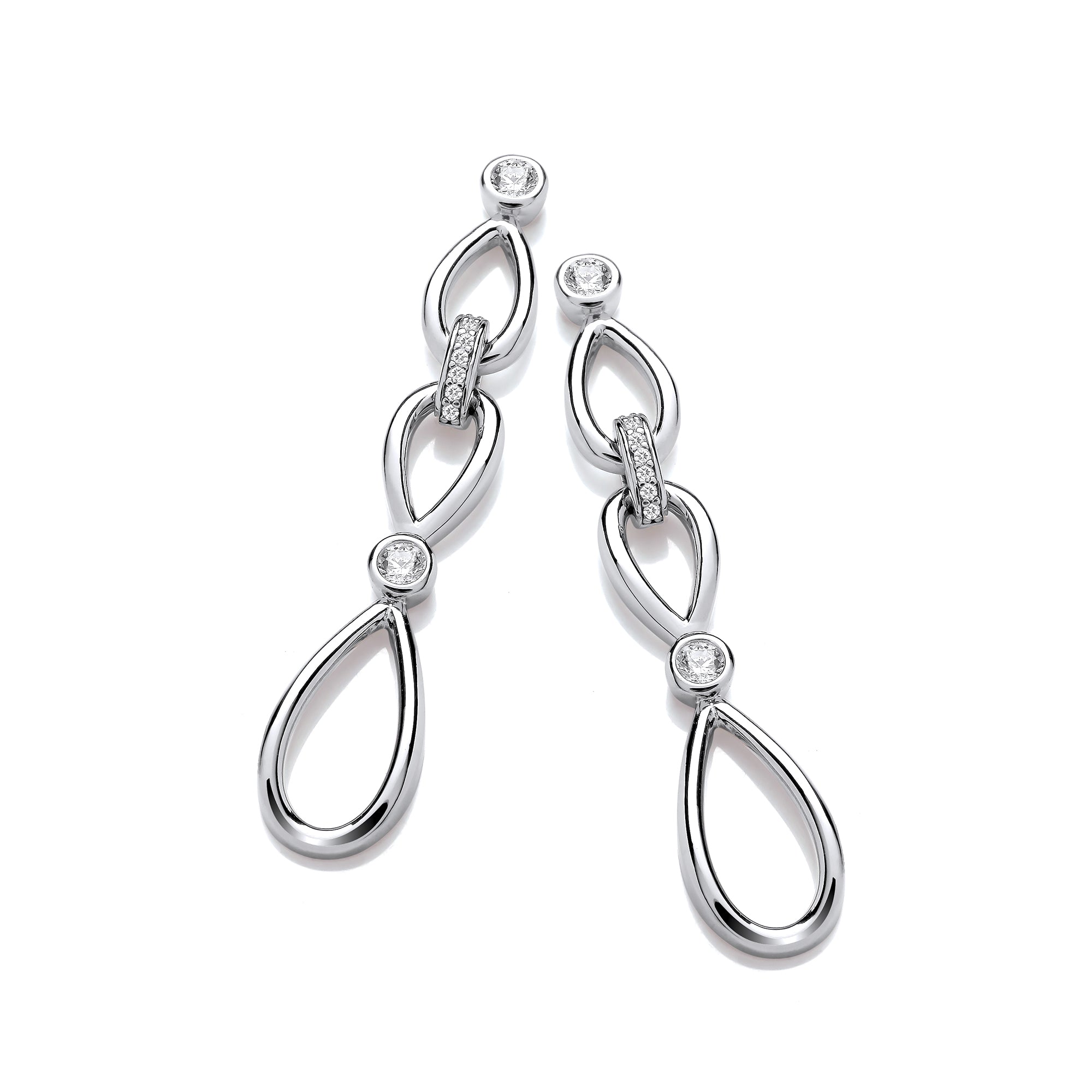 Infinity Style and Rubover CZ Silver Drop Earrings