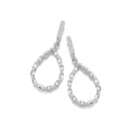 Teardrop Baguette CZs Silver Drop Earrings