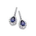 Blue Teardrop CZ Silver Earrings