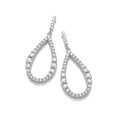 Silver Teardrop CZ Long Earrings