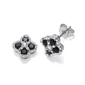 Black Four Leaf Clover Cz Stud Earrings
