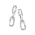 Paper Clip Micro Pave Cz Drop Earrings