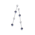 Silver Rubover Clear and Blue Czs Drop Earrings