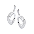 Silver Baguette CZs Open Teardrop Earrings